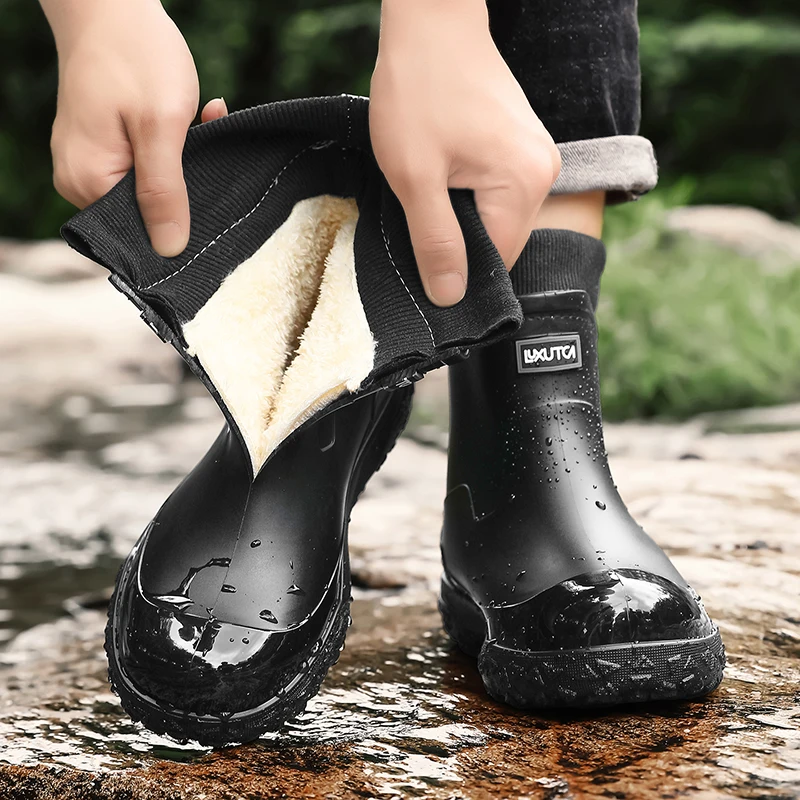 メンズ冬用防水レインブーツ、フリース裏地付きソックスカフ、防 - Fishing Boots のレビューと価格