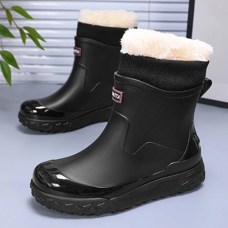 メンズ冬用防水レインブーツ、フリース裏地付きソックスカフ、防 - Fishing Boots のレビューと価格